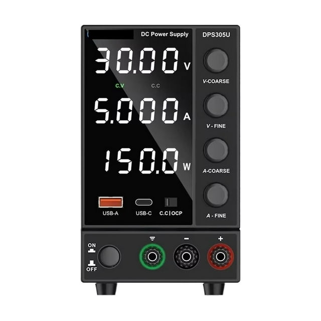 Bloc d'Alimentation CC, Bloc d'Alimentation de Comptoir avec Bouton Codeur, Recharge Rapide USB et Type‐C, Bloc d'Alimentation Réglable, Facile à Utiliser