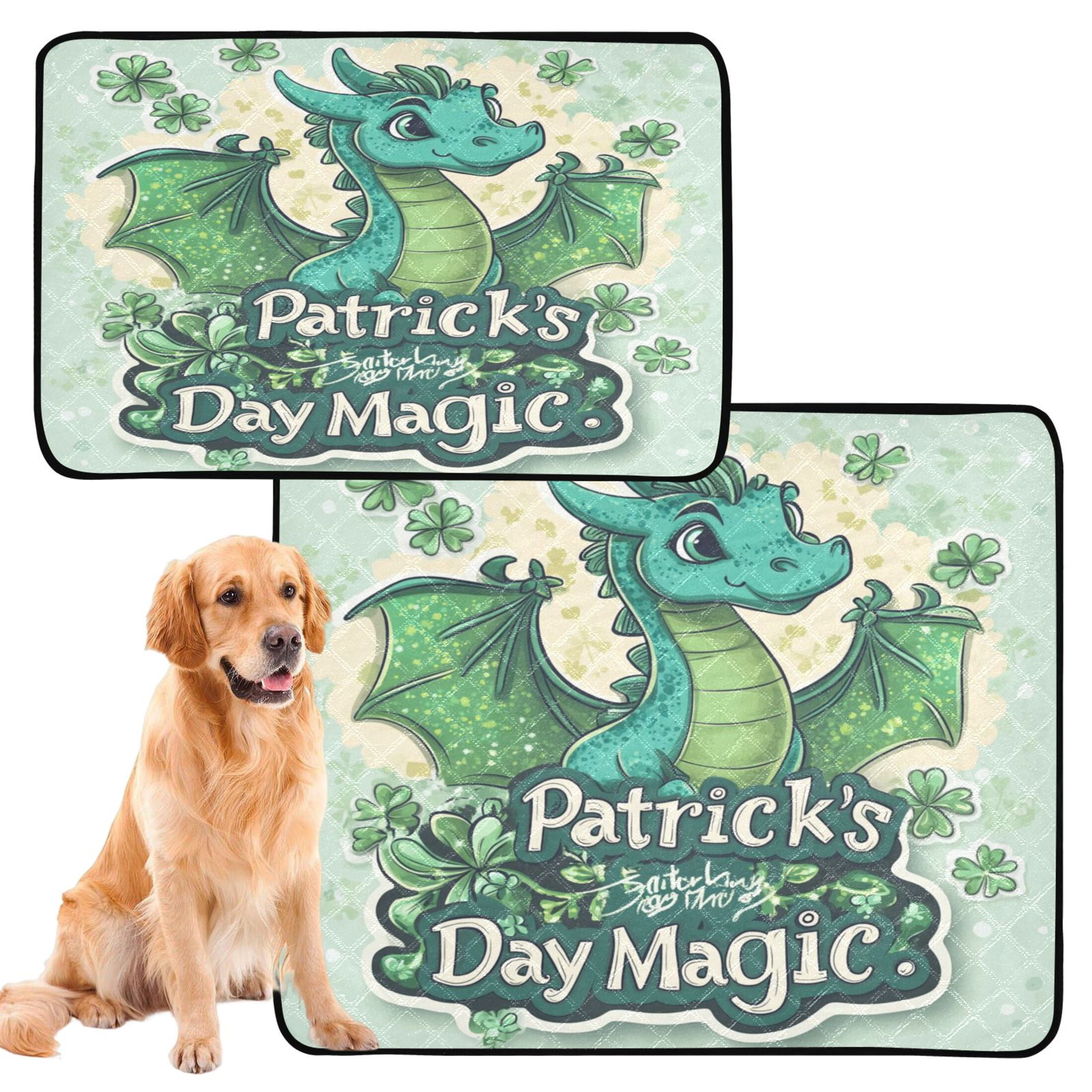 Qxltty Stpatricks Day Green Dragons Cat litter Pads Pet Set of 3 Diaper Mats Center Anti-leakage Layer Absorbent Soft and Comfortable