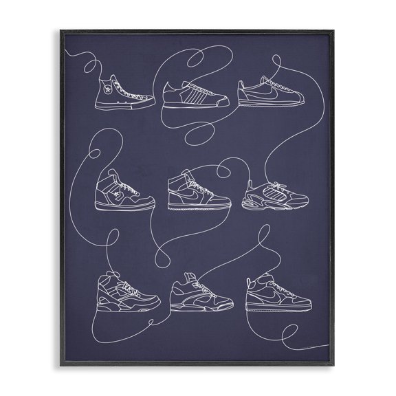 Stupell Industries Contemporary Continuous Sneaker Line Doodle Black Framed Giclee Art, 11 x 14, by Kamdon Kreations