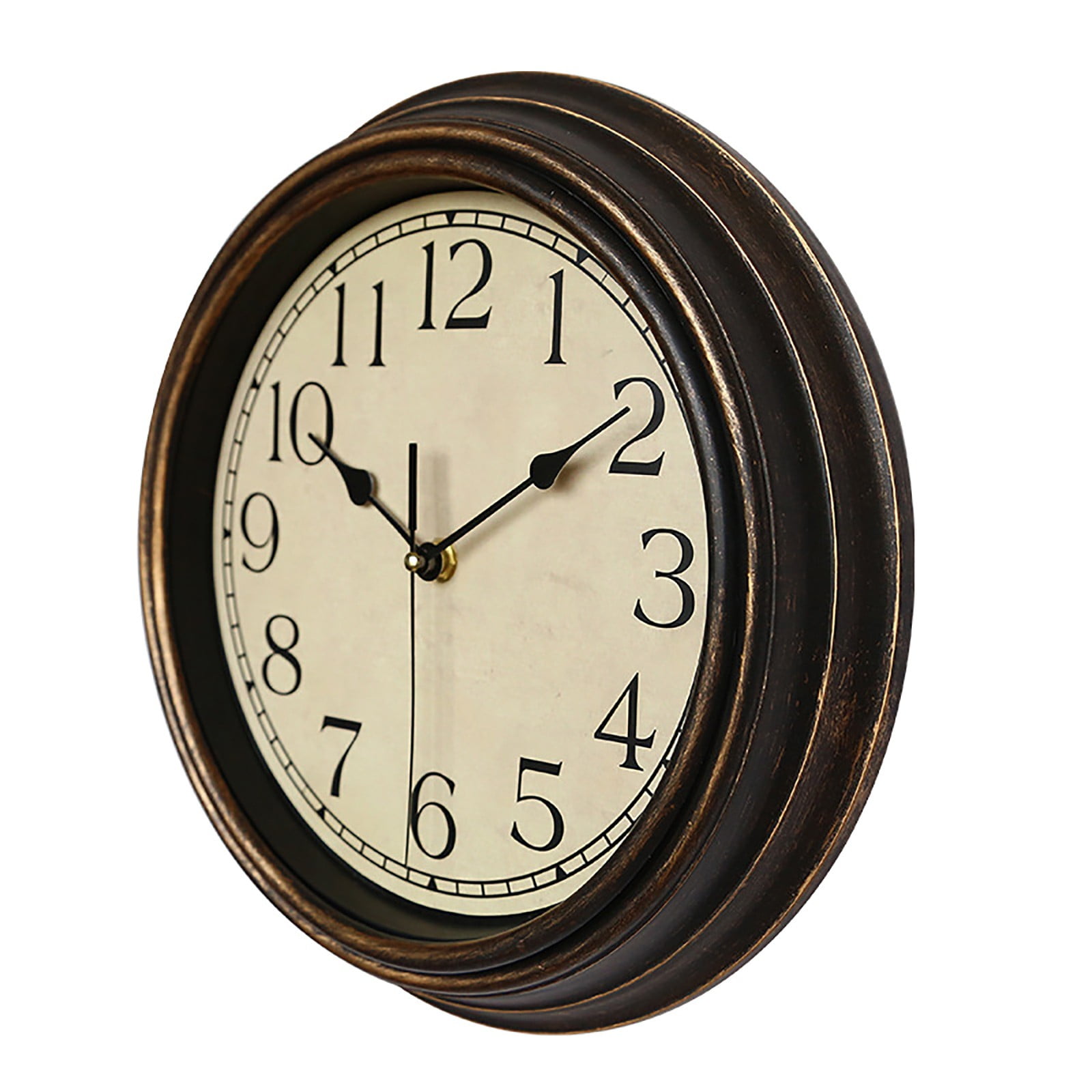 Clearance! Dusknt Clock Clearance Sale! Retro Silent Non Ticking Round Classic Clock Quartz Decorative Battery Operated Wall Clock for Living Room Kitchen Home 12 Inch Bronze, Clock