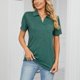 thumbnail image 5 of Camisa de mujer Top Color puro Mangas cortas Cuello vuelto con bolsillo Camisa de verano Top, 5 of 7
