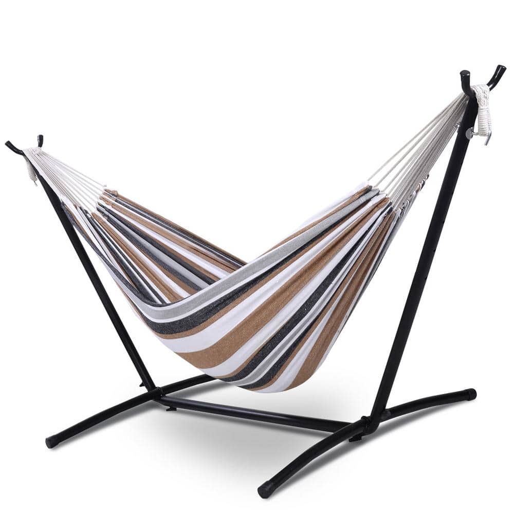 10 ft. 2Person Cotton Hammock with Stand and Carry Bag