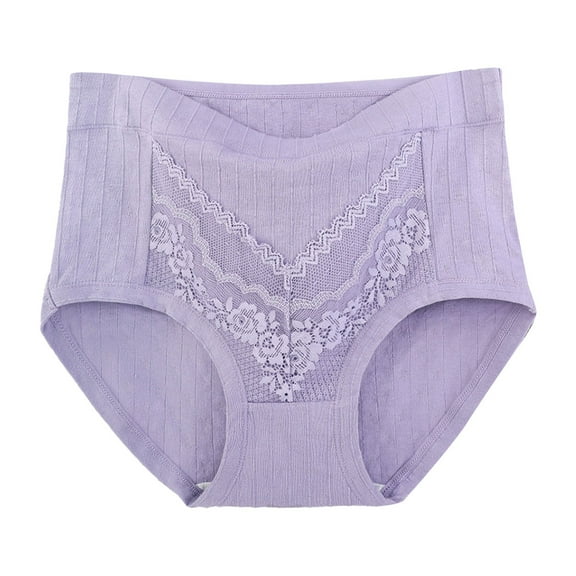yunLCZ Women's Cotton Underwear High Waist Womens Plus Size Underwear Cotton Panties Lace Soft Hipster Panty Ladies Stretch Sexy Briefs