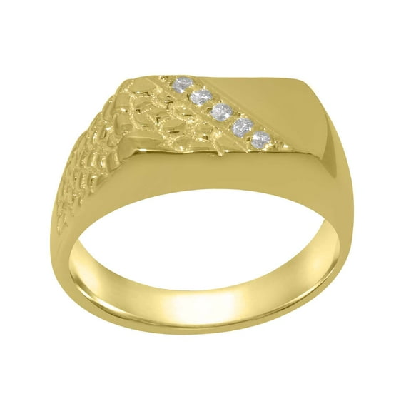LBG British Made 18k Yellow Gold Cubic Zirconia Mens band Ring - 33 size options - Size 10
