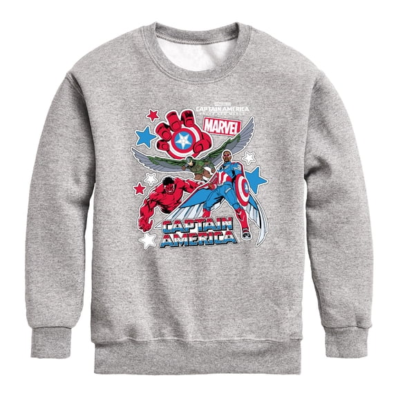 Captain America - Cabnw Sticker Pack - Youth Boys Crew Fleece Sweatshirt