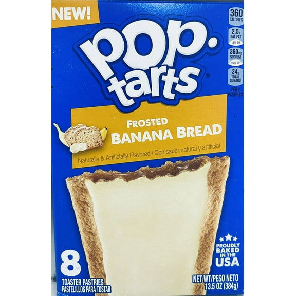 Kellogg's Pop Tarts FROSTED BANANA BREAD Toaster Pastries 8 Count 13.5 oz Box