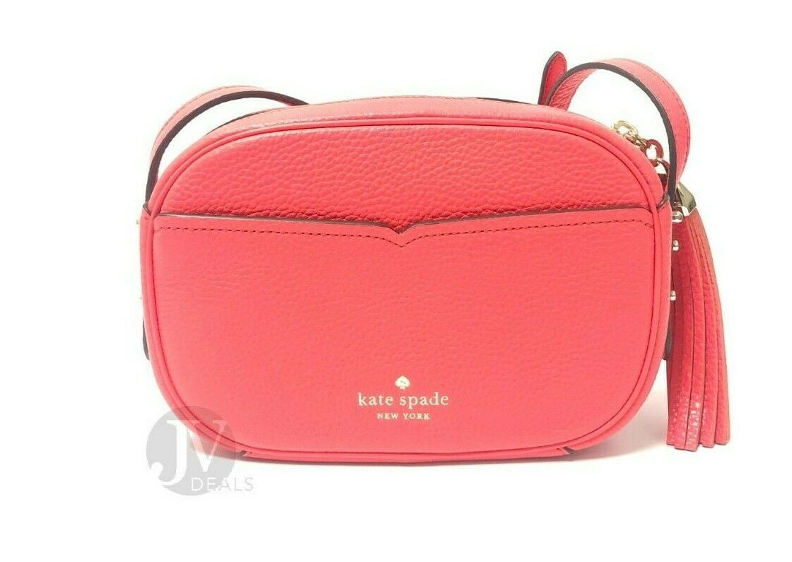 Kate Spade New York Women's Kourtney Pebbled Leather Zip Around Camera Crossbody Bag (Stoplight)