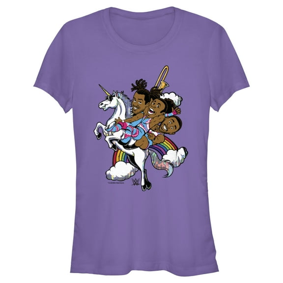 Junior's WWE New Day Unicorn Animated  Graphic Tee Purple Small