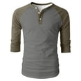thumbnail image 4 of UVEASISHA Fashion Henley Shirts for Men Raglan 3/4 Sleeve Baseball Tshirt Regular Fit Casual V Neck Button Up T-Shirts Fall Fashion Clothes Army Green L, 4 of 8