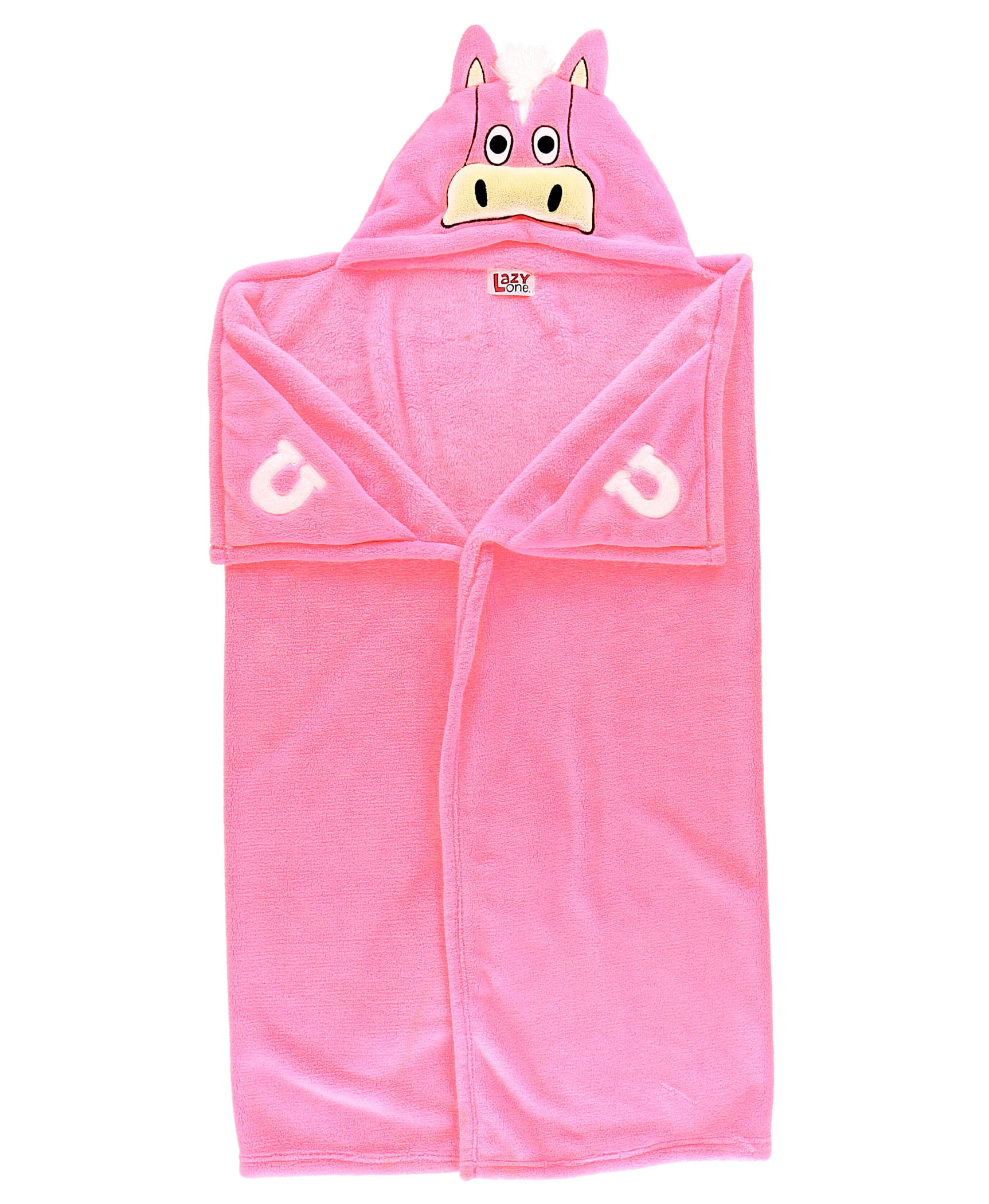 LazyOne Wearable Hooded Blanket for Kids, Animal Hooded Blanket (Horse, Pink Blanket)