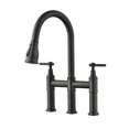 thumbnail image 1 of Double Handle Bridge Kitchen Faucet With Pull-Down Spray Head, 1 of 9