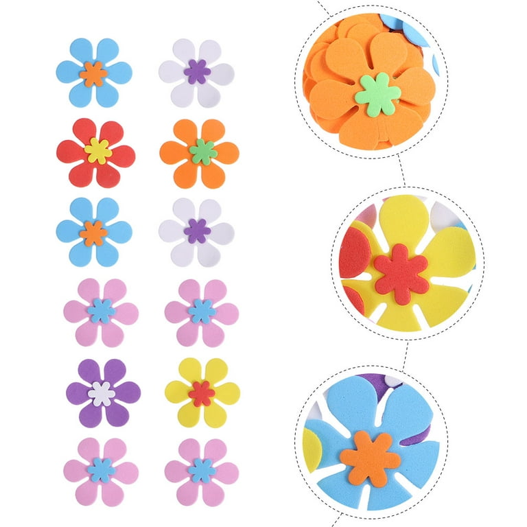 VIOCIWUO Foam Flower Shapes Sticker 160Pcs Kid Craft Stickers Handmade  Decor for Art Project Home Wall Creative DIY (Self-Adhesive & Non