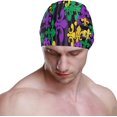 thumbnail image 2 of FYBTO Swimming Cap Colorful Fleur De Lis Mardi Gras Adult FYBTO Polyester, 2 of 4