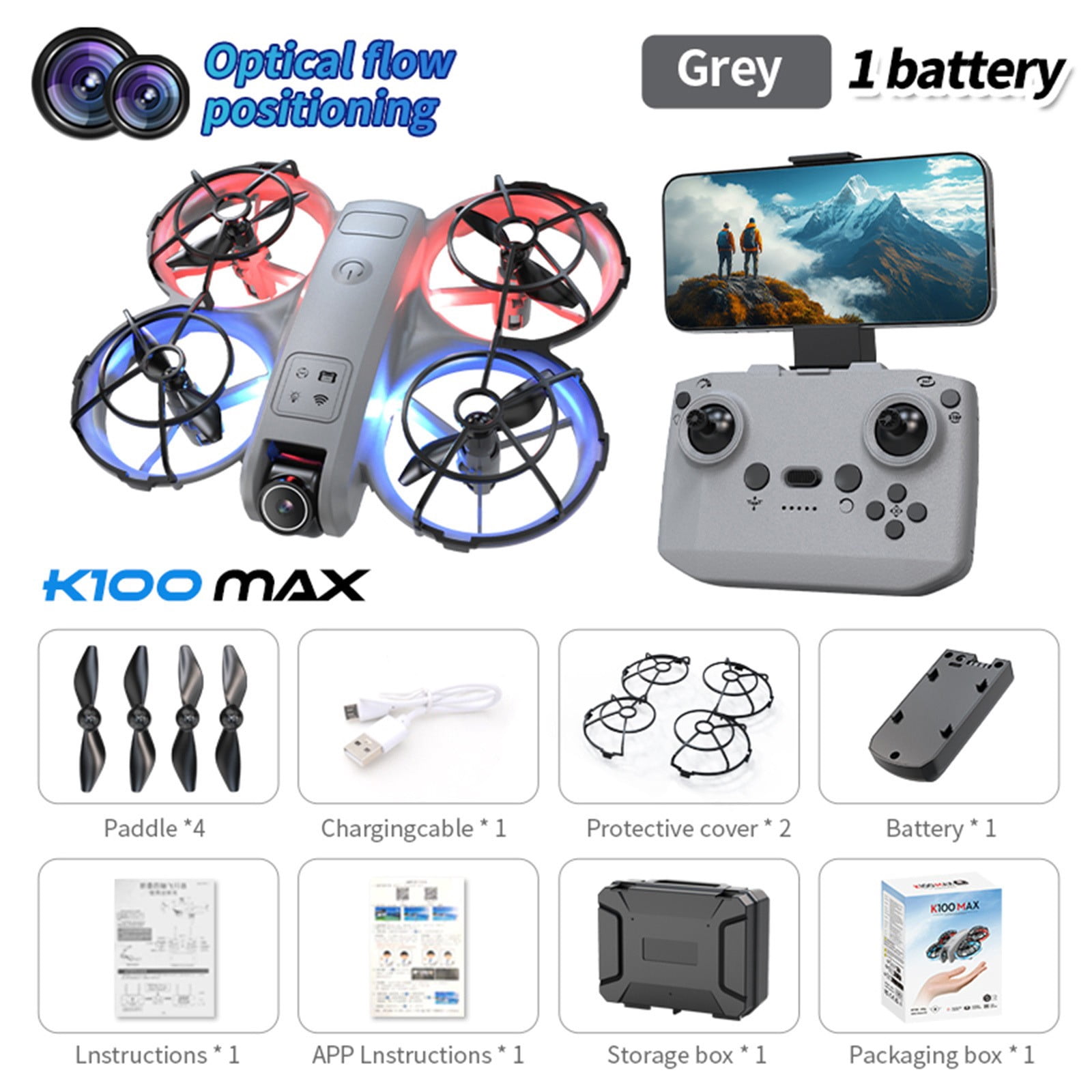 Drone with Drone With Camera,Brushless Motor Drone with WiFi Remote control, 360°stunt roll, One Click Takeoff And Landing, Remote Control Toys Gifts