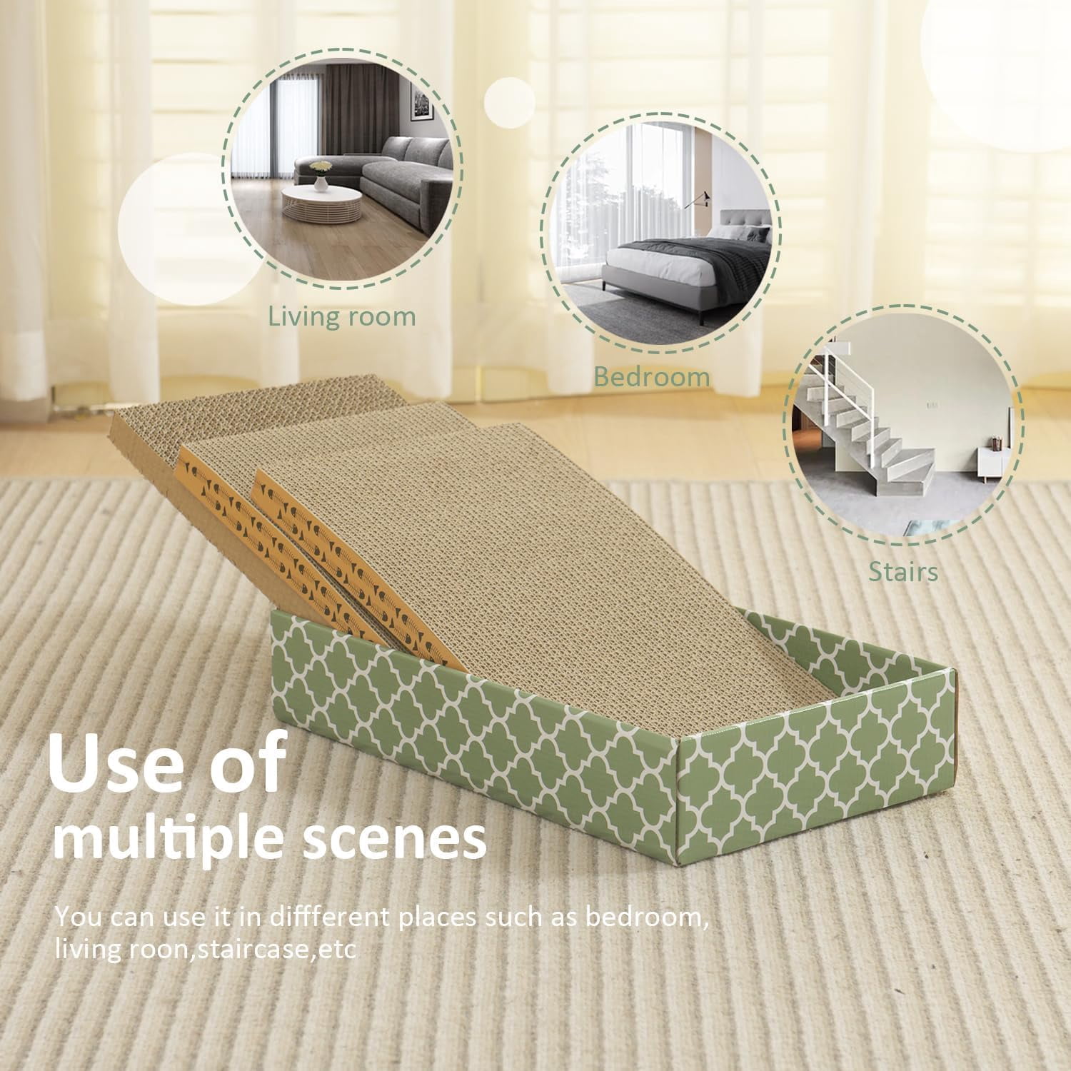 THBN Cat Scratcher Cardboard Scratching Pads Scratch with Catnip 2PCS Reversible Corrugated Cardboard