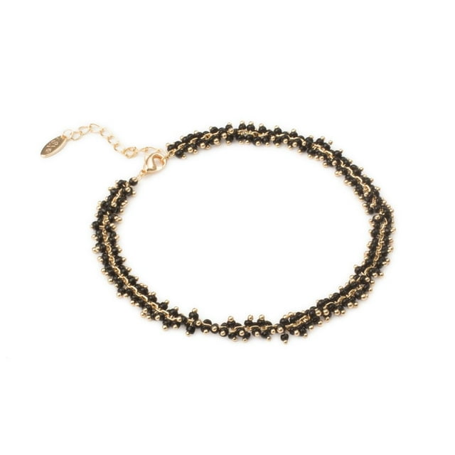 Pulsera Tobillera Ametrinaa Oruga 5mm Ajustable Chapa de Oro 18k 22 cm