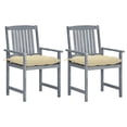 thumbnail image 1 of vidaXL Garden Chairs with Cushions 2 pcs Grey Solid Acacia Wood, 1 of 5