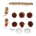 thumbnail image 2 of Parrot Pine Cones Stand Toy Rattan Balls Hemp Rope Weaving Wood Parrot Perch for Small Birds Budgies Cockatiels L, 2 of 5
