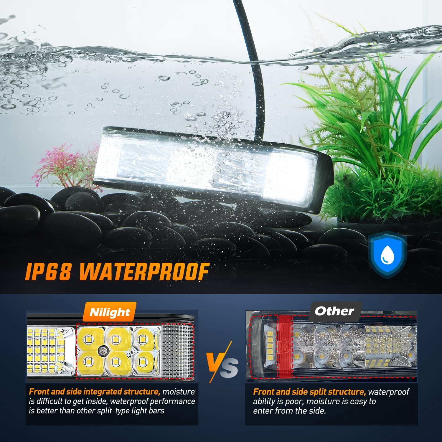Nilight Side Shooter LED Light Bar / Pods 2PCS 6.5 Inch 60W Flood Spot Beam Combo Fog / Driving Light Work Light for Truck ATV UTV Boat