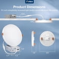 thumbnail image 5 of 12 Pack 6 Pouces 5CCT Lumière de Plafond Encastrée Sans Cadre avec Boîte de Jonction, 2700K/3000K/3500K/4000K/5000K Sélectionnable, 15W Eqv 60W 1600LM Luminosité Dimmable Sans Canette, ETL & FCC, 5 of 5