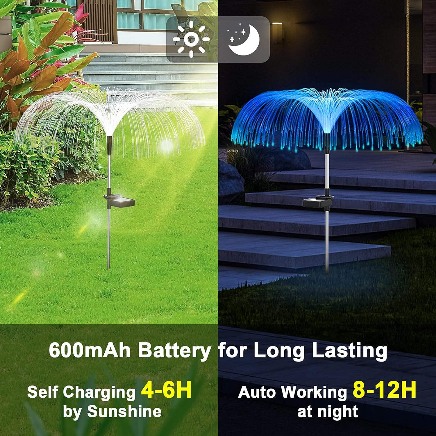 Solar Garden Lights Outdoor Decorations Waterproof, Jellyfish Solar Lights 7 Color Changing Decorative, Solar Stake Light for Garden/Lawn/Patio/Yard/Walkway/ Wedding Decor, 2 PCS