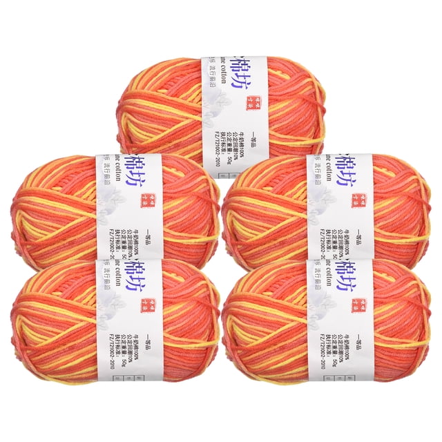 Unique Bargains Lot de 5 Fils de Mélange de Coton 50 g Fils d'Artisanat au Crochet pour Tricot Orange Rouge