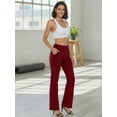 thumbnail image 3 of ValueVibe Womens Flare Yoga Pants with Pockets Bootcut Yoga Leggings High Waist Tummy Control Workout Pants, Burgundy L, 3 of 8