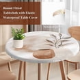 thumbnail image 5 of Boho Nordic Round Fitted Table Cover Abstract Modern Watercolor Leaf Color Block Waterproof Table Cloth with Elastic Edge Wipeable Tablecloth for Picnic Camping Party Fits 45"-54" Diameter, 5 of 8