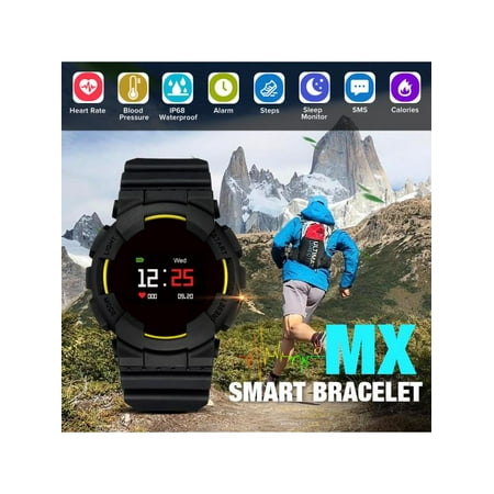 - Colored Screen MX Smart Bracelet Watch bluetooth 4.0 Waterproof Heart Rate Blood Pressure Monitor Fitness Tracker Sports Wrist Watch For Android IOS For Mens Boys Christmas Gifts