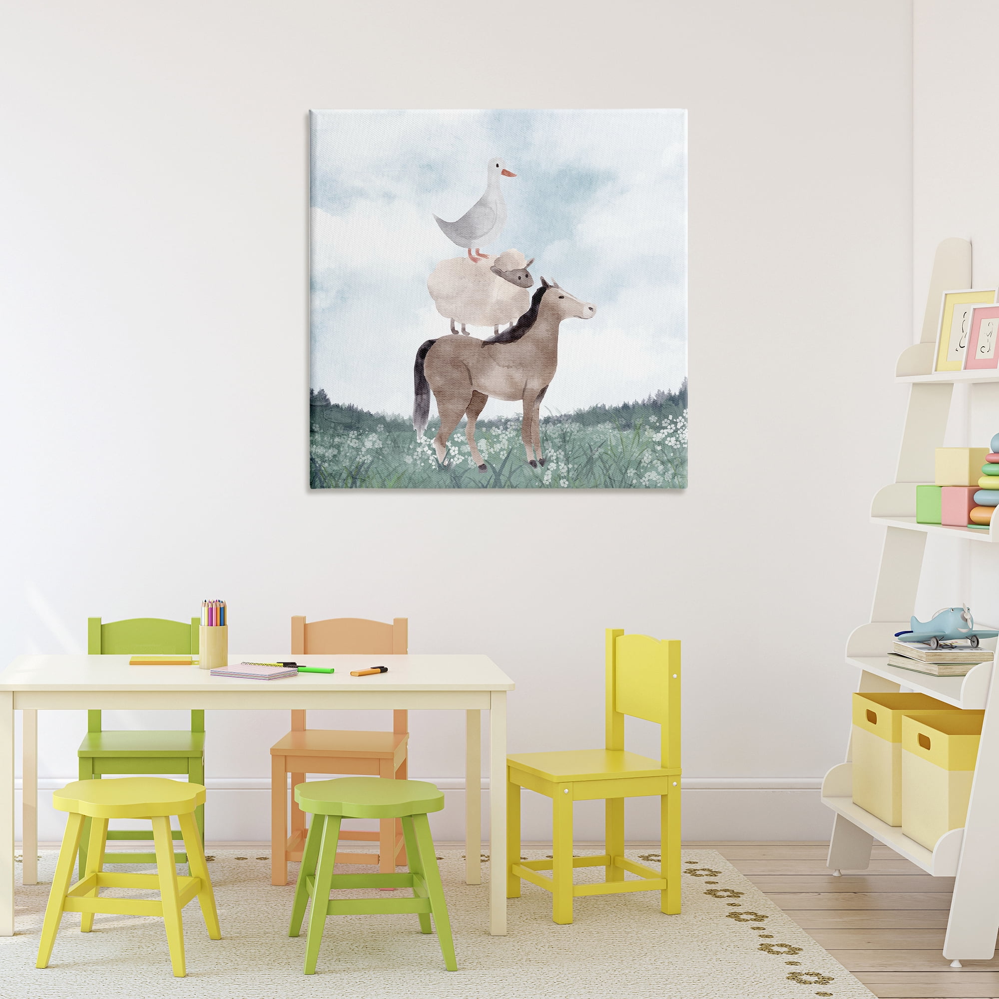 Stupell Industries Muted Blue Sky Farm Canvas Wall Art, design by Kim Allen