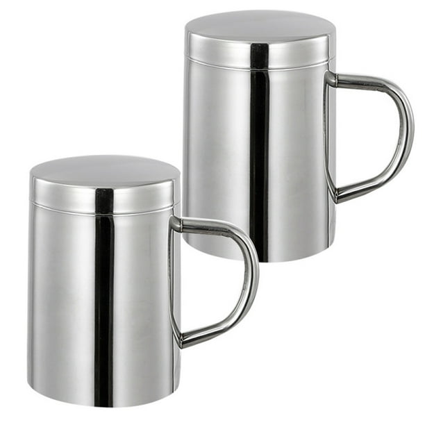 Taza de café de acero inoxidable con tapa y asa, 14 oz, 100% libre de BPA, la taza de café de viaje de campamento de dos pisos es firme e irrompible, el café / té es más caliente, la