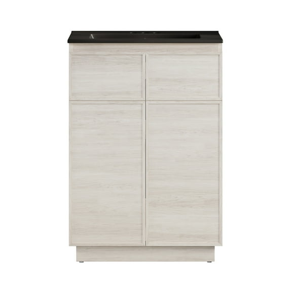 St. Tropez 24" Freestanding Bathroom Vanity in White Oak with Black 3-Hole Centerset Sink Top