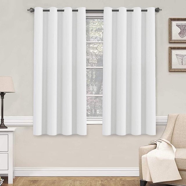 Cortinas blancas de 96 pulgadas de largo, paneles de tratamiento de ventana/cortinas para sala de estar, diseño moderno, paneles de cortina con ojales para comedor, juego de 2, blanco puro, 52 pulgadas de ancho x 63 pulgadas de largo