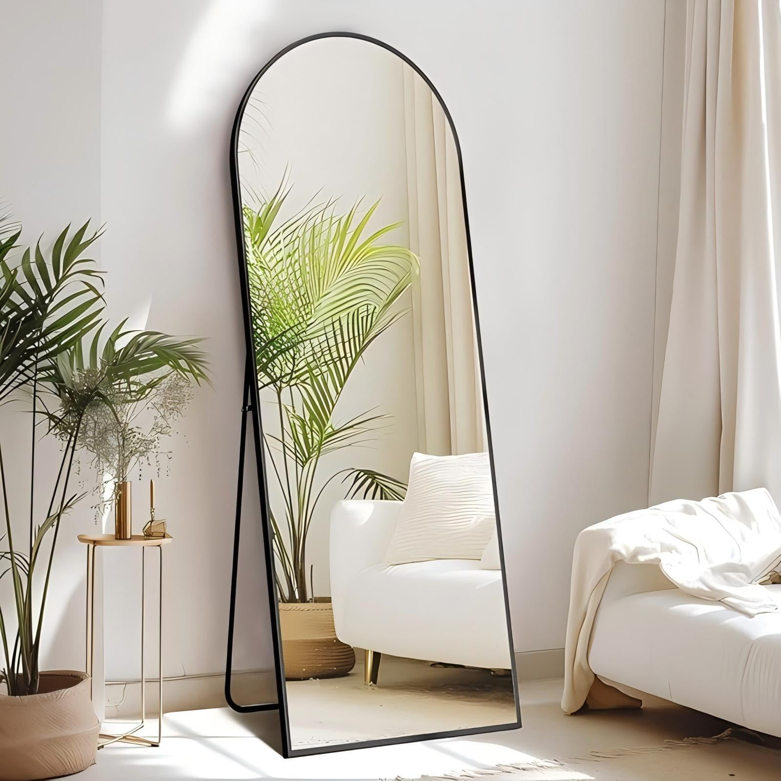 Lumora 59" x 16.3" Arched Full Length Mirror Wall Mirror with Stand Modern Full Body Mirror,Black