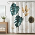 thumbnail image 2 of BSHAPPLUS® Modern Boho Shower Curtain, 72" x 72" Neutral Abstract Botanical Monstera Leaf Shower Curtain, Waterproof Fabric with 12 Hooks, Minimalist Geometric Plant Bathroom Decor, 2 of 8