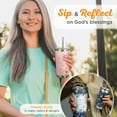 thumbnail image 5 of Christian Art Gifts Reusable Stainless Steel Scripture Travel Mug Tumbler w/Straw for Women: Bless You & Keep You Bible Verse, Double Wall Vacuum Insulated, Pop-up Lid, Hot/Cold, Pink Floral, 18 oz., 5 of 7