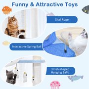 Costway Petsite Ocean-themed Cat Tree Tower with Sisal Covered Scratching Posts Condo Perch Hammock