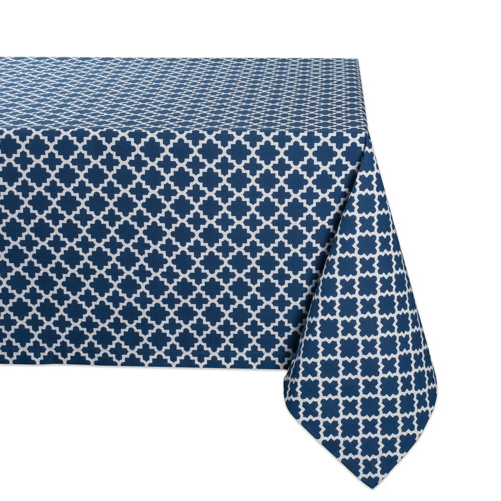 104" Navy Blue Cotton Lattice Tablecloth
