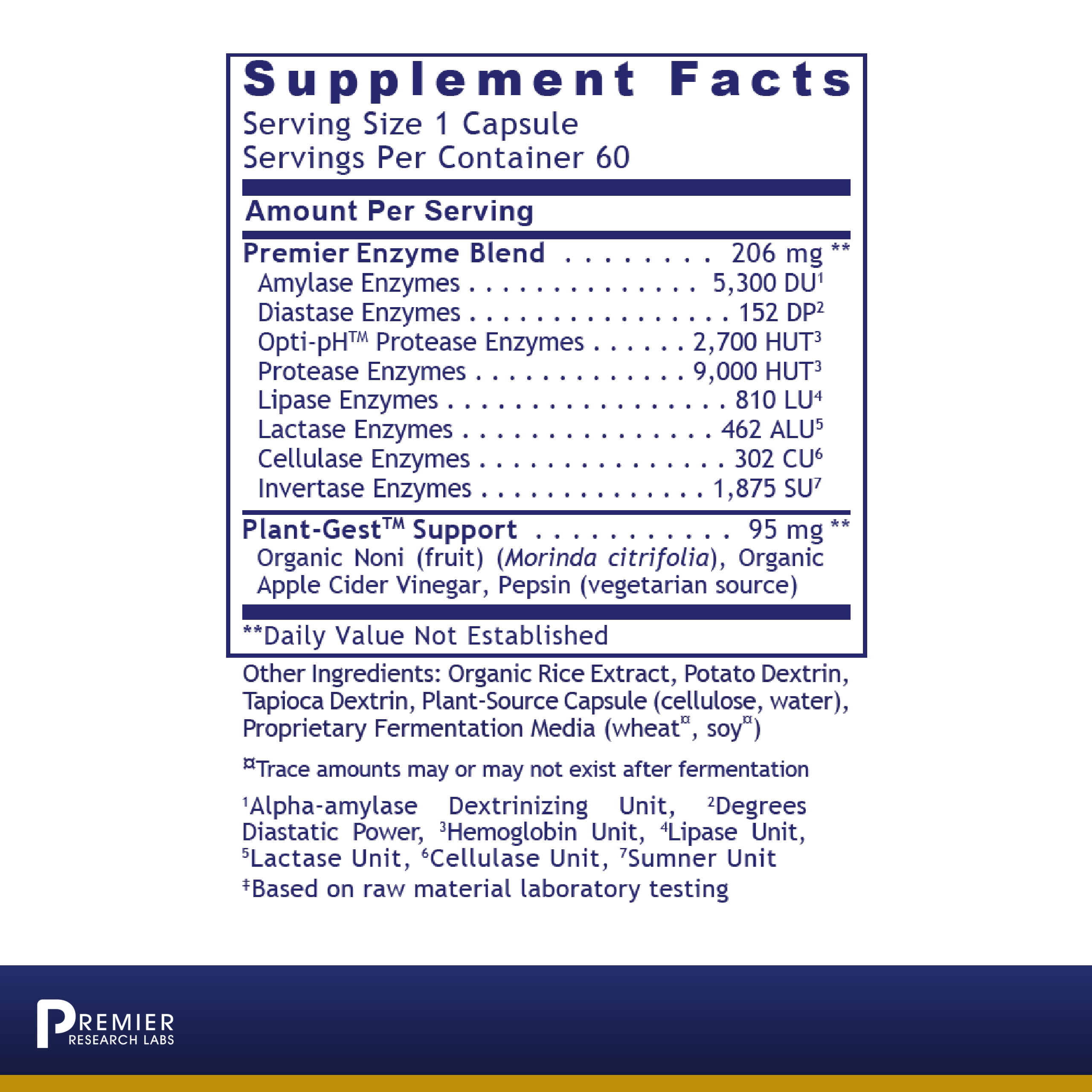 Premier Research Labs Premier Digest - Active Digestive Enzymes Supplement - Supports Digestion - With Amylase, Protease & Lipase - Vegan & Vegetarian - 60 Plant-Source Capsules