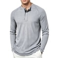 thumbnail image 3 of UDAUDU Men's Henley Shirts Long Sleeve Waffle Lightweight Basic Thermal Shirt Slim Fit 2026 Fall Fashion Button Down Comfort Pullovers Light Gray S, 3 of 9