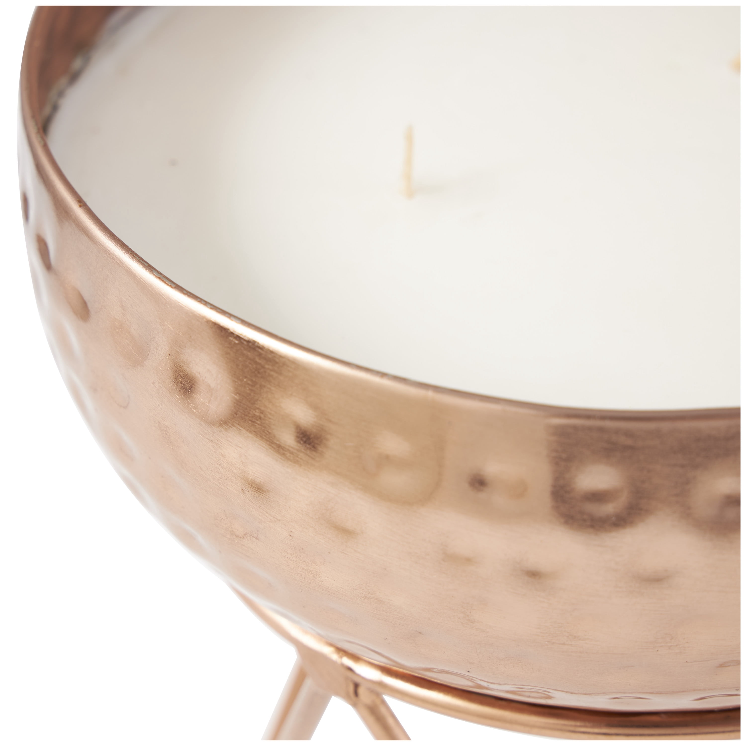CosmoLiving by Cosmopolitan Copper Metal Vanilla Marshmallow Scented Hammered 30 oz 3 Wick Candle with White Wax