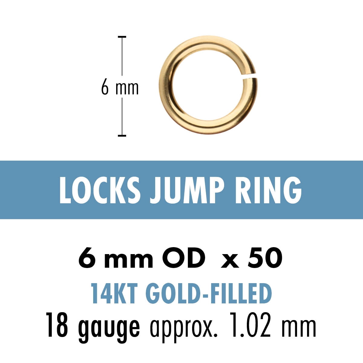 The Beadsmith Gold Filled JumpLocks – 6 mm Jump Rings, 18 Gauge, 50pc