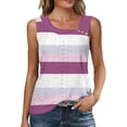 thumbnail image 2 of PNTUTB Women's Fashion Striped Color Blocked Openwork Asymmetric Neckline Sleeveless Casual Loose Tank Top, 2 of 6