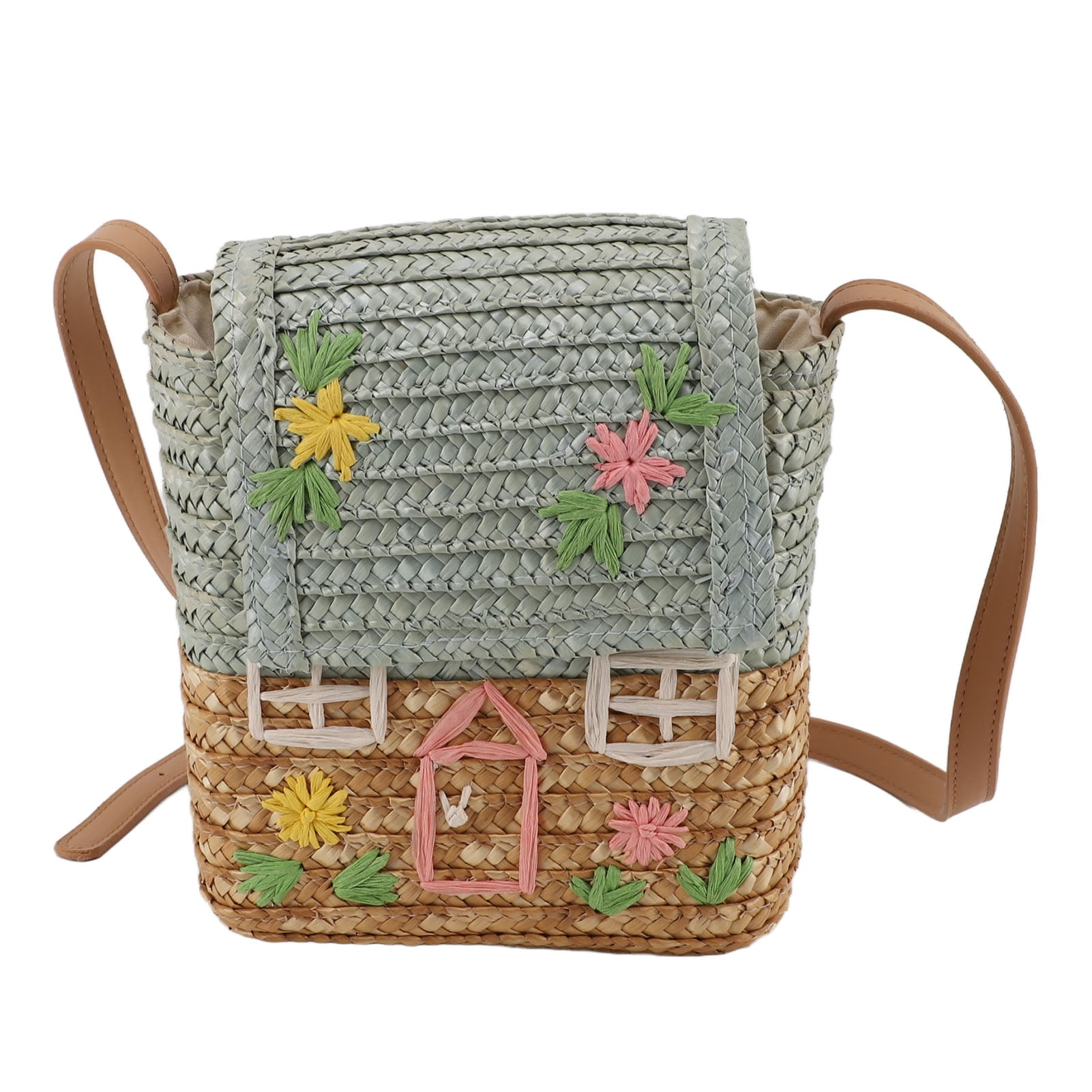 Kids Straw Bag Children Straw Bag Little Girl Bag Ins Style Kids Children Straw Bag Little Girls Straw Bag Cute Little House Embroidery Holiday