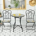 thumbnail image 1 of Costway 3PCS Patio Bistro Ensemble Mosaïque Design Chaises Pliantes Table Ronde Jardin, 1 of 8