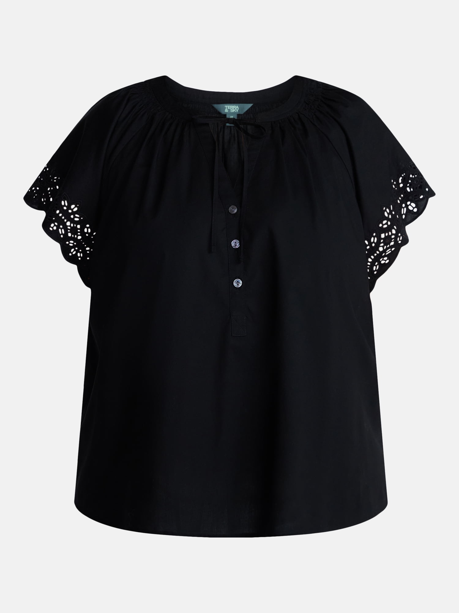 Terra & Sky Women's Plus Short Sleeve Eyelet Top , Sizes 0X-4X