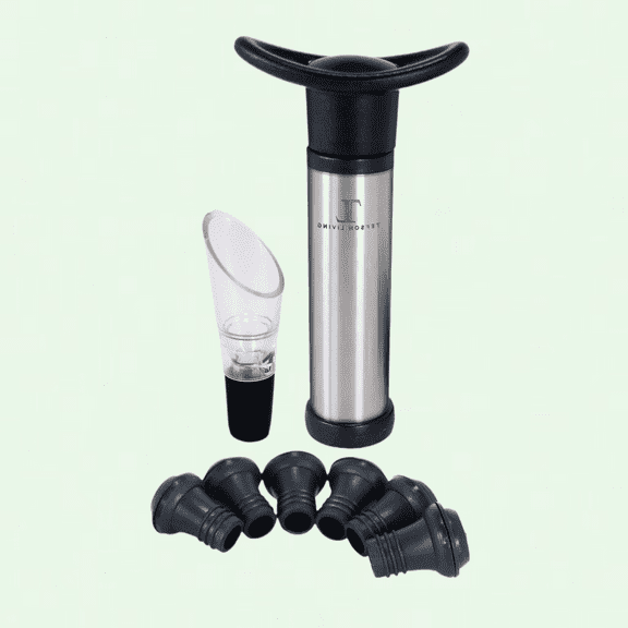 Wine Saver Vacuum Pump with 6 Reusable Stoppers - Preserve Wine for Longer