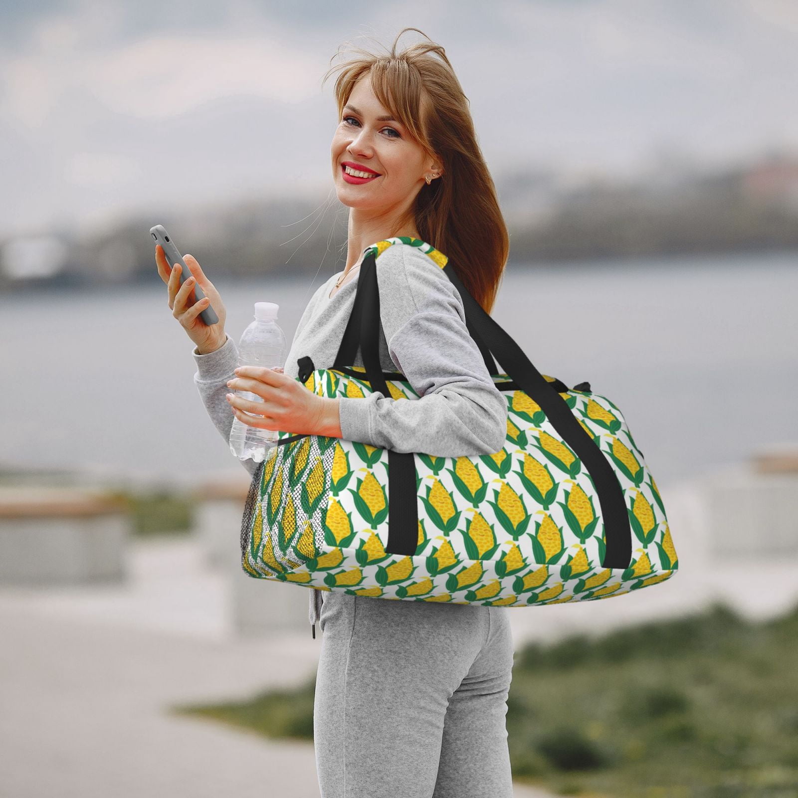 Fuzoiu Corn Cob Print Travel Duffle Bag,Carry On Tote Bags,Duffel Bag,Sport Gym Bag, Hospital Bag for Labor and Delivery, Overnight Bag,Luggage Bag