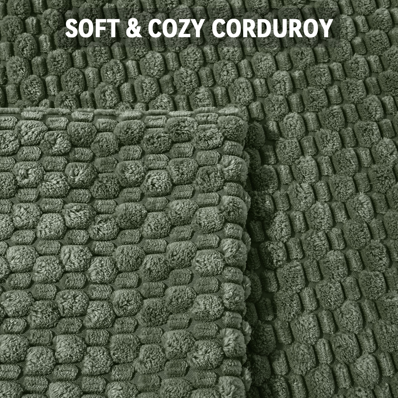 HonorHut Set of 4 Boho Corduroy Pillow Covers Decorative Soft Decor for Couch 20x20Inch Farmhouse Cushion Fresh Green