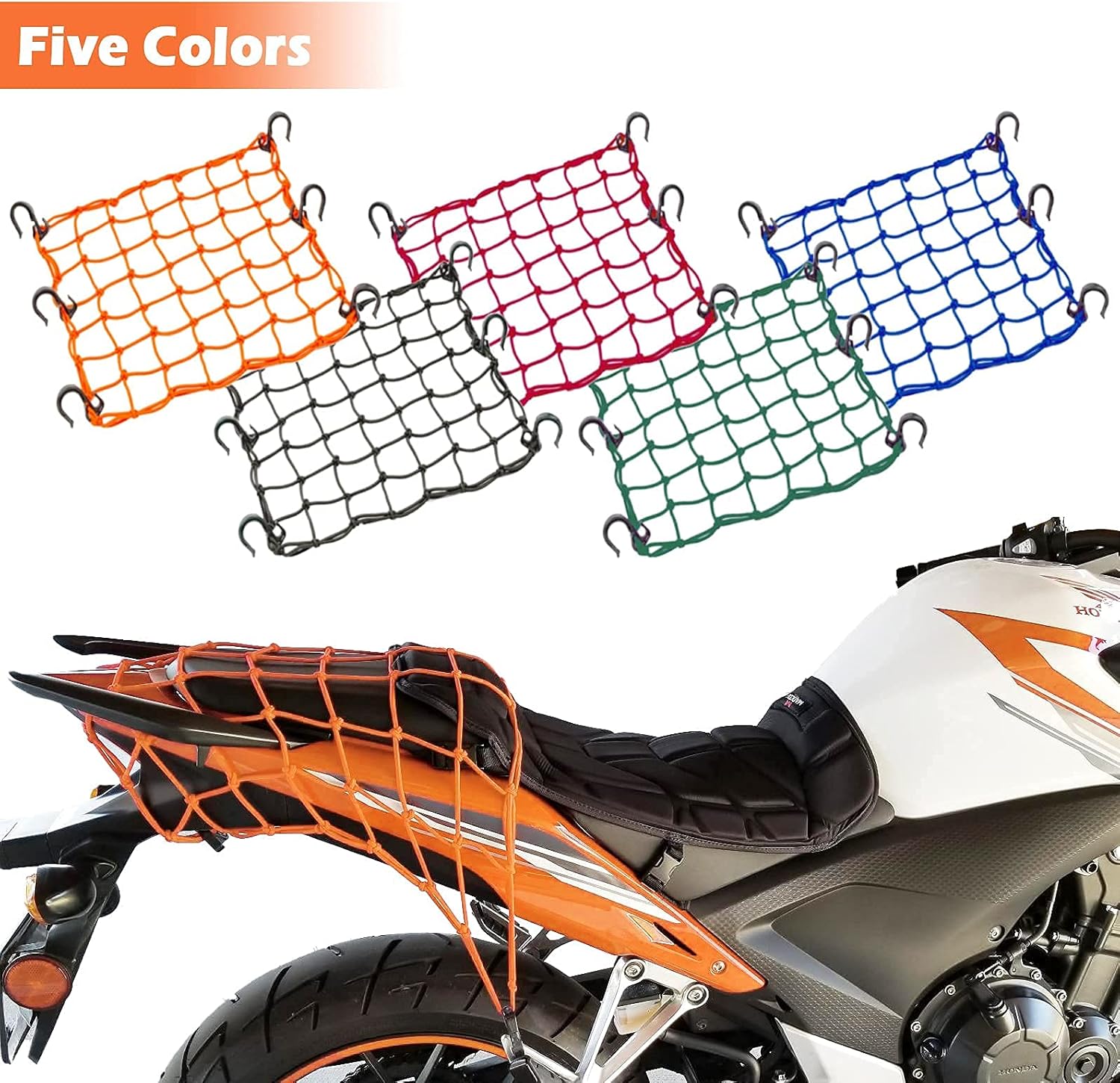 ZUOZE Small Cargo Net 15"x15" Stretches To 30"x30" With Thicken Hooks | Natural Latex - View #3